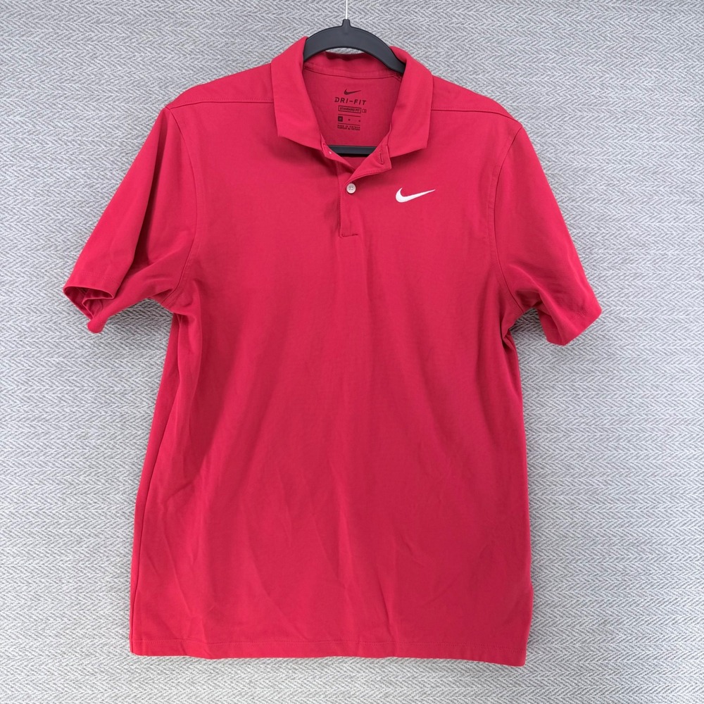 Nike Mens Dri-FIT Standard Fit Short Sleeve Polo Shirt Red Size Medium